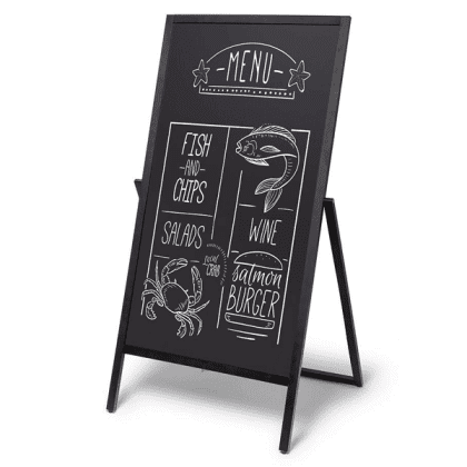 A-Træskilt Flip sort med kridttavle 68x140 cm