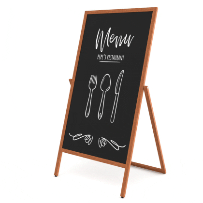 A-Træskilt Flip teak med kridttavle 68x140 cm