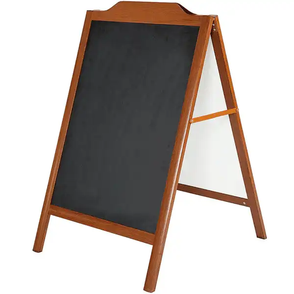 Alu A-Kridtskilt 60 x 80 cm med trælook og logotop - Billede 2