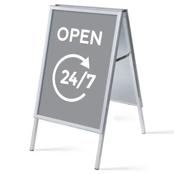 Alu-Line Gadeskilt A1 inkl. plakater OPEN 24/7
