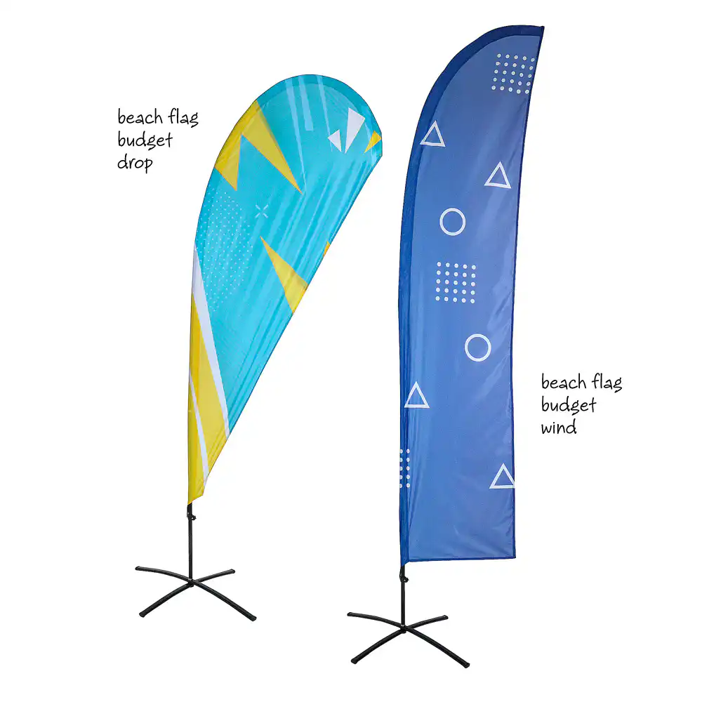 Beach Flag Budget Medium med glasfiber stang