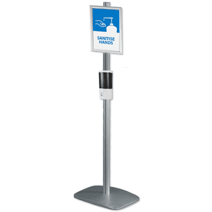 Berøringsfri gulvstander med håndsprit sensor og A4 ramme