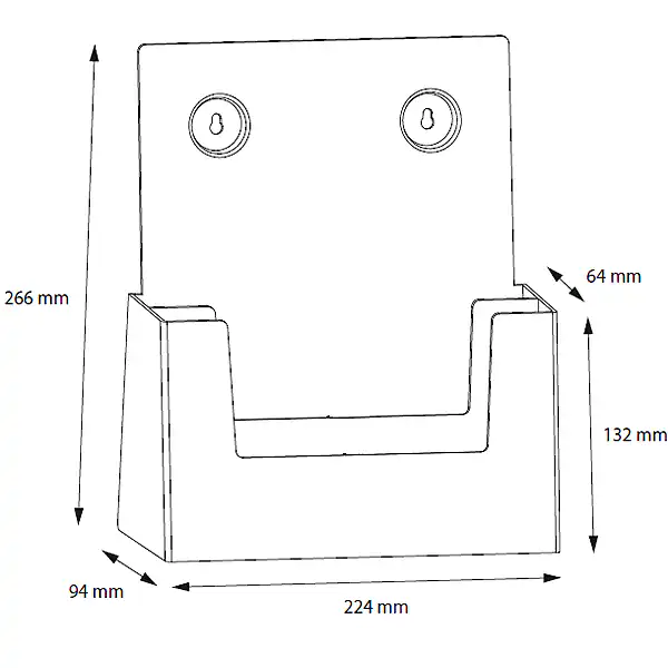 Brochureholder bord 2 rum A4 højformat 2DA4P - Billede 3