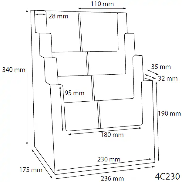 Brochureholder bord 4 rum A4 højformat 4C230 - Billede 5