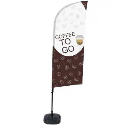 BeachFlag komplet med print - COFFEE TO GO - 89x240 cm