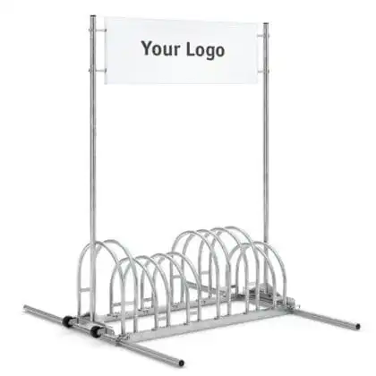 Cykelstativ til 6 cykler inkl. logo-top