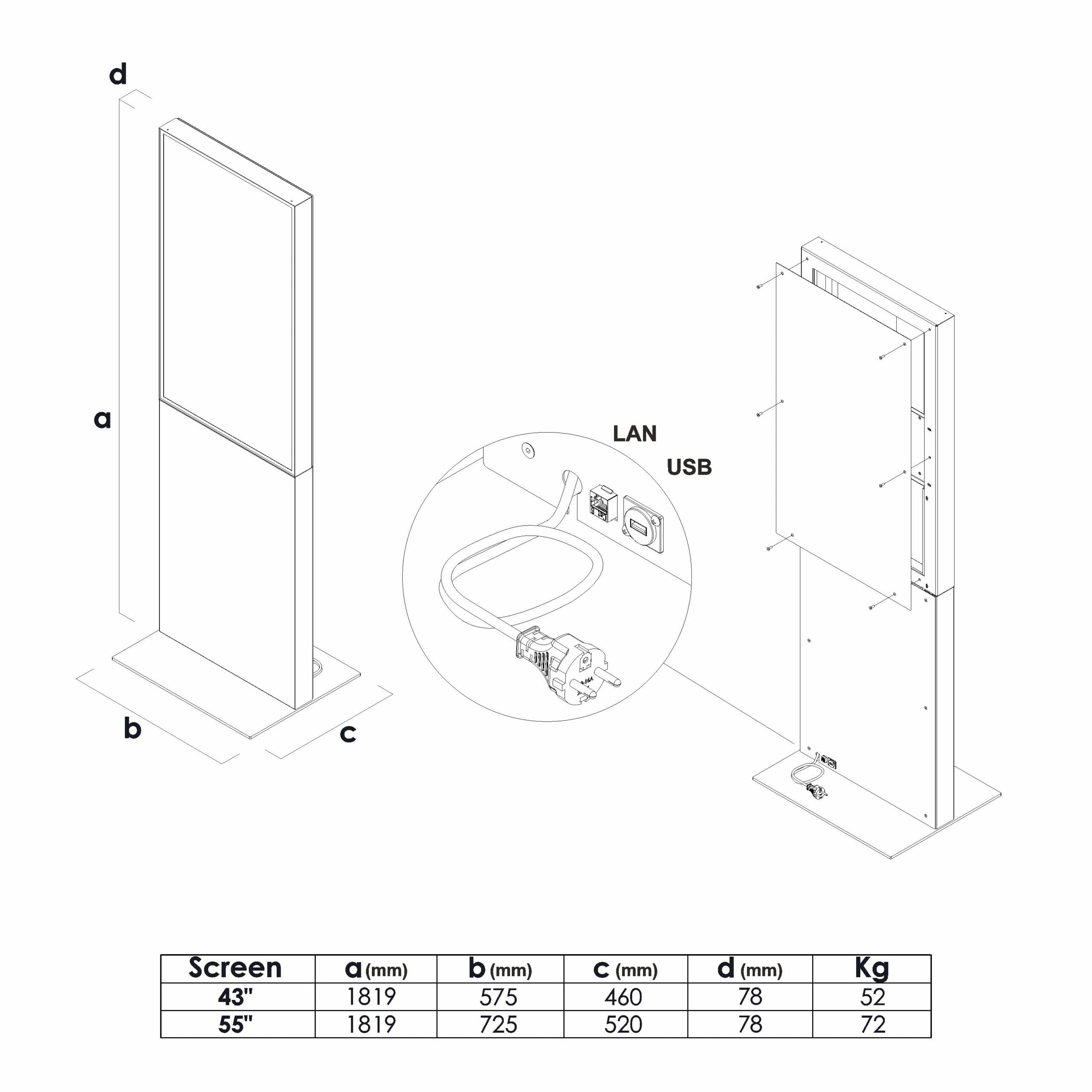 Smart Line Digital Totem HVID med 55" Samsung Touch Skærm - Billede 6