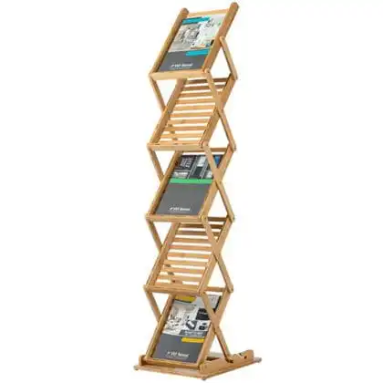 Brochurestander Fold-Up i træ, med 5 fag til A4