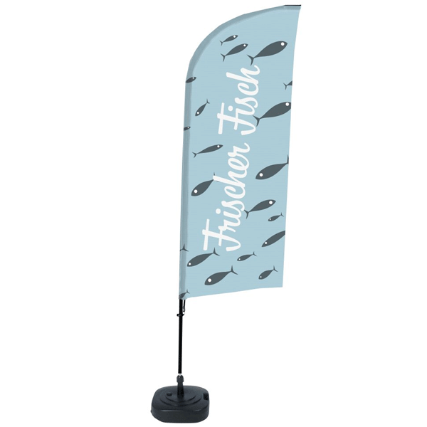 BeachFlag komplet med print - Frischer Fisch - 89x240 cm
