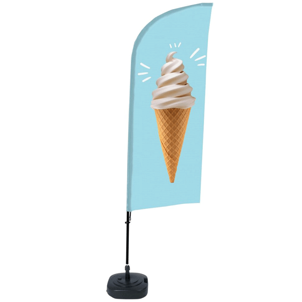 BeachFlag komplet med print - ICE CREAM - 89x240 cm