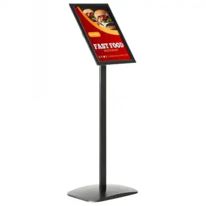 Menuboard sort med design fod og snapramme A3