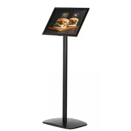 Menuboard sort med design fod og snapramme A4