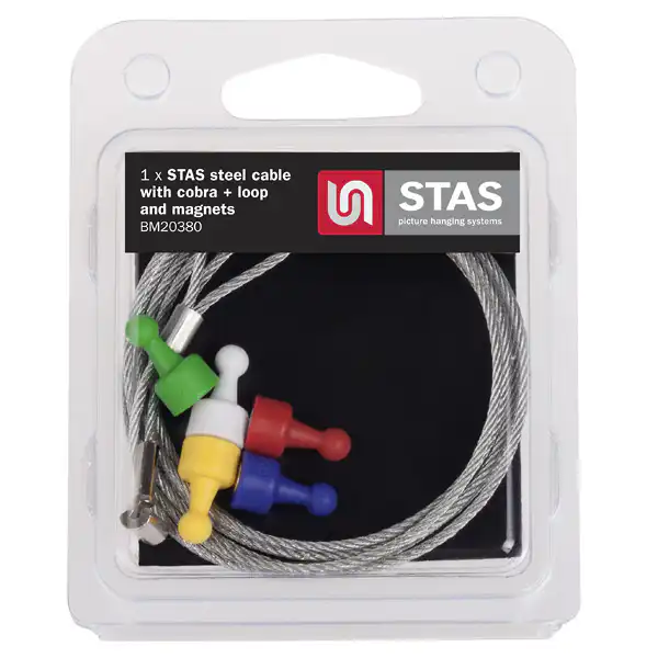 Wire sæt 150 cm - til billeder - ophæng af kort og foto med magneter - Billede 2