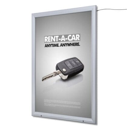 LED tophængslet - plakatramme med lås - væg 100x140 cm