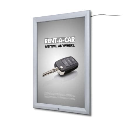 LED tophængslet plakatramme med lås væg 70x100 cm