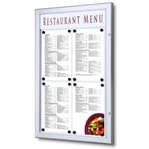 Udendørs menu opslagsskab med magnettavle 4xA4