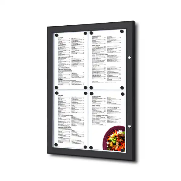 Menu opslagsskab sort væghængt 4xA4