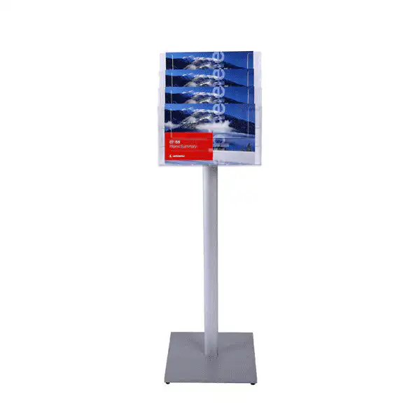 Multiformat-brochurestander gulvmodel 4xA4 bredformat