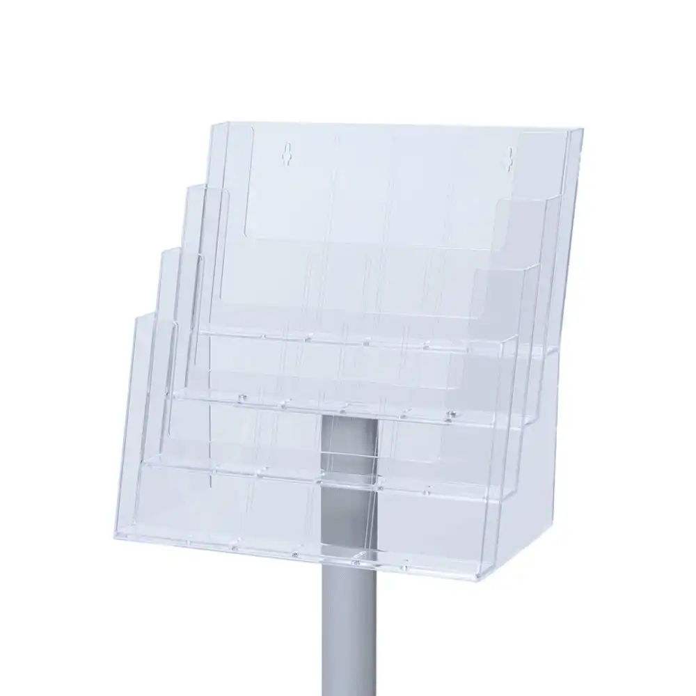 Multiformat-brochurestander gulvmodel 4xA4 bredformat detalje