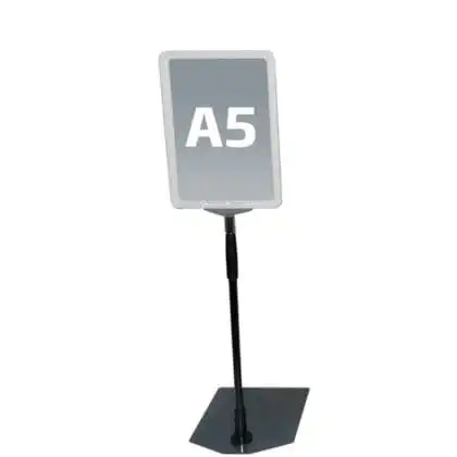 Tilbud skilte ramme hvid A5 høj med fod og teleskopstang