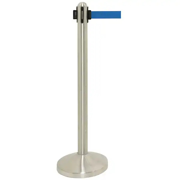 Kø-Leder stolpe outdoor sølv med blå sele 210 cm