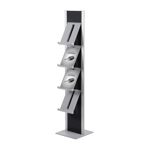 Totem brochure rack 4xA4 sort/sølv detalje 6