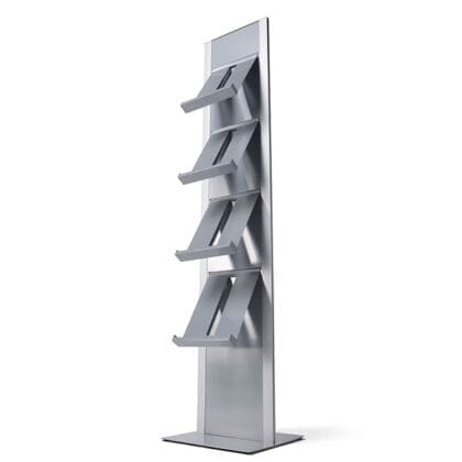Brochure Rack Totem 4xA4 sølv/sølv
