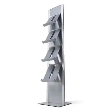 Brochure Rack Totem 4xA4 sølv/sølv
