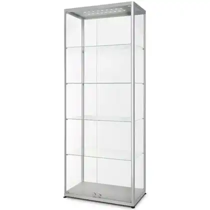 LED udstillingsmontre i aluminium og glas 80x200x40 cm (F)