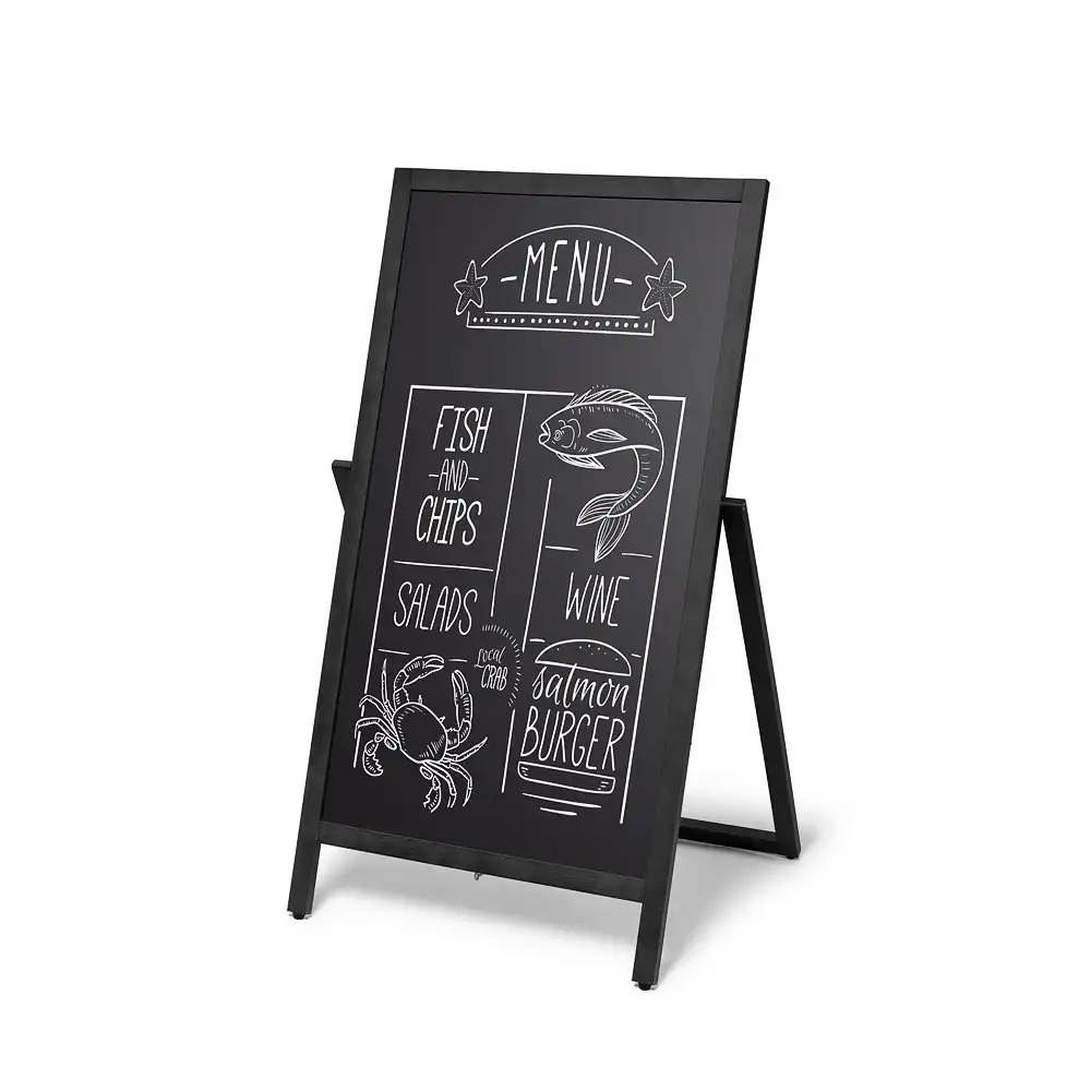 A-Træskilt Flip sort med kridttavle 49x89 cm