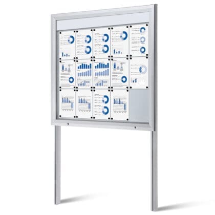 LED opslagsskab ude på nedstøbte stolper - magnettavle 15xA4